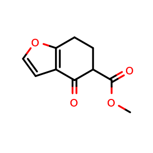 Chemical structure of Methyl 4-oxo-4,5,6,7-tetrahydrobenzofuran-5-carboxylate , CAS 164531-75-3, AChemBlock AD251372