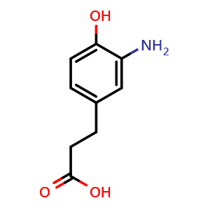 Chemical structure of 3-(3-Amino-4-hydroxyphenyl)propanoic acid , CAS 90717-66-1, AChemBlock AD251376