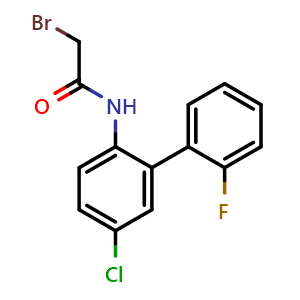 Chemical structure of N-2-(2-Fluorophenyl)-4-chlorophenyl-2-bromoacetamide , CAS 1584-62-9, AChemBlock AD251381