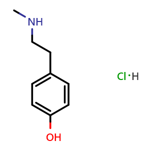 Chemical structure of N-Methyltyramine (hydrochloride) , CAS 13062-76-5, AChemBlock AD251382