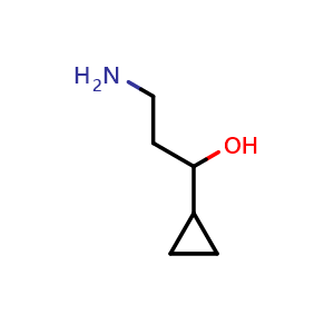 Chemical structure of 3-Amino-1-cyclopropyl-1-propanol , CAS 1226127-55-4, AChemBlock AD251384