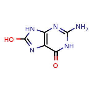 Chemical structure of 8-Hydroxyguanine , CAS 5614-64-2, AChemBlock AD251430
