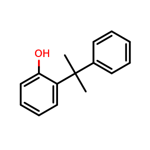 Chemical structure of 2-(2-phenylpropan-2-yl)phenol , CAS 18168-40-6, AChemBlock AD251527