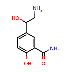 Chemical structure of 5-(2-Amino-1-hydroxyethyl)-2-hydroxybenzamide , CAS 68807-83-0, AChemBlock AD251533