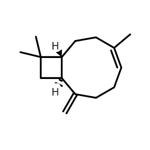 Chemical structure of (1R,4Z,9S)-4,11,11-Trimethyl-8-methylenebicyclo[7.2.0]undec-4-ene , CAS 118-65-0, AChemBlock AD251546