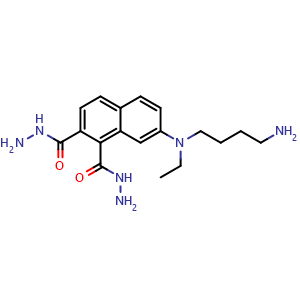 Chemical structure of 7-((N-4-aminobutyl)-N-ethyl)aminonaphthalene-1,2-dicarboxylic acid hydrazide , CAS 112076-60-5, AChemBlock AD251548