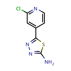 Chemical structure of 5-(2-Chloropyridin-4-yl)-1,3,4-thiadiazol-2-amine , CAS 474327-26-9, AChemBlock AD251554