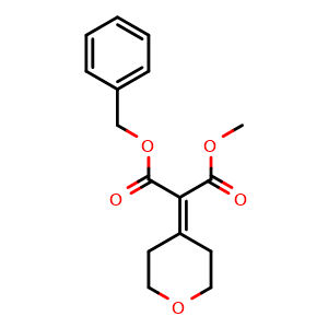 Chemical structure of Methyl 2-(benzyloxycarbonyl)-2-(tetrahydropyran-4-ylidene)acetate , CAS 477584-90-0, AChemBlock AD251587