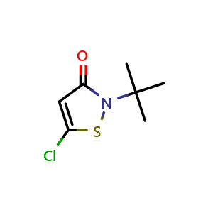 Chemical structure of 2-(tert-Butyl)-5-chloroisothiazol-3(2H)-one , CAS 850314-12-4, AChemBlock AD251595