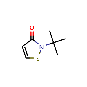 Chemical structure of 2-tert-Butyl-1,2-thiazol-3-one , CAS 26542-16-5, AChemBlock AD251596