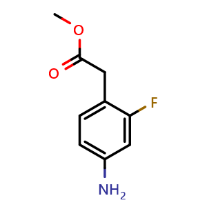 Chemical structure of Methyl 2-(4-Amino-2-fluorophenyl)acetate , CAS 192650-54-7, AChemBlock AD251599