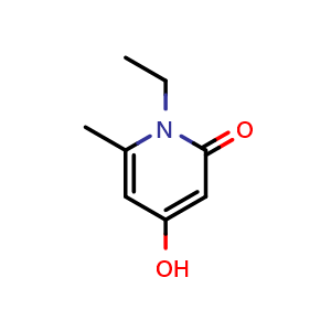 Chemical structure of 1-Ethyl-4-hydroxy-6-methyl-1H-pyridin-2-one , CAS 61296-13-7, AChemBlock AD251607