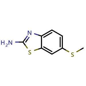 Chemical structure of 6-(methylthio)-1,3-benzothiazol-2-amine , CAS 50850-92-5, AChemBlock AD251630