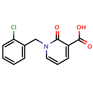 Chemical structure of 1-(2-chlorobenzyl)-2-oxo-1,2-dihydropyridine-3-carboxylic acid , CAS 66158-19-8, AChemBlock AD251633