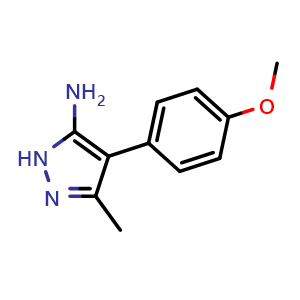Chemical structure of 4-(4-methoxyphenyl)-3-methyl-1H-pyrazol-5-amine , CAS 419550-79-1, AChemBlock AD251645
