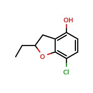 Chemical structure of 7-chloro-2-ethyl-2,3-dihydrobenzofuran-4-ol , CAS 2167452-33-5, AChemBlock AD251664