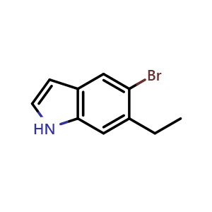 Chemical structure of 5-Bromo-6-ethyl-1H-indole , CAS 1781707-40-1, AChemBlock AD251671