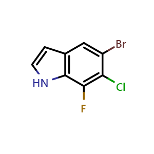Chemical structure of 5-Bromo-6-chloro-7-fluoro-1H-indole , AChemBlock AD251673