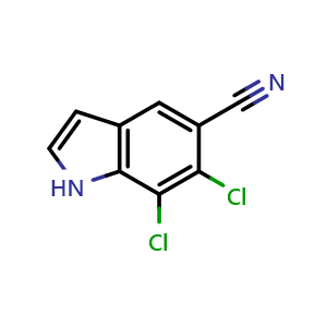 Chemical structure of 6,7-Dichloro-1H-indole-5-carbonitrile , AChemBlock AD251684