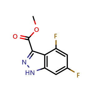 Chemical structure of Methyl 4,6-difluoro-1H-indazole-3-carboxylate , CAS 1360973-23-4, AChemBlock AD251687