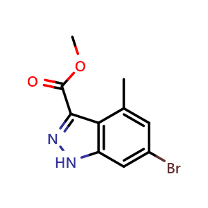 Chemical structure of Methyl 6-bromo-4-methyl-1H-indazole-3-carboxylate , AChemBlock AD251688