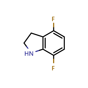 Chemical structure of 4,7-difluoro-1H-indoline , CAS 954269-50-2, AChemBlock AD251693