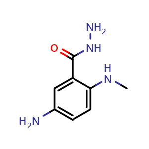 Chemical structure of 5-Amino-2-(methylamino)benzohydrazide , CAS 77423-09-7, AChemBlock AD251717
