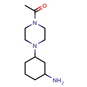Chemical structure of 1-(4-(3-Aminocyclohexyl)piperazin-1-yl)ethanone , CAS 1517686-56-4, AChemBlock AD251723
