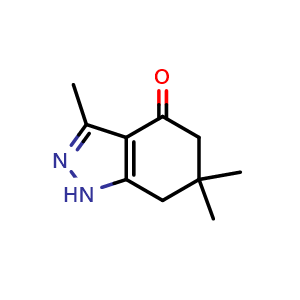 Chemical structure of 3,6,6-trimethyl-4,5,6,7-tetrahydro-1H-indazol-4-one , CAS 16315-16-5, AChemBlock AD251748