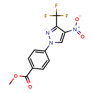 Chemical structure of methyl 4-[4-nitro-3-(trifluoromethyl)pyrazol-1-yl]benzoate , CAS 2357107-94-7, AChemBlock AD251751