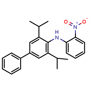 Chemical structure of (2-nitrophenyl)[4-phenyl-2,6-di(prop-2-yl)phenyl]amine , CAS 3031477-68-3, AChemBlock AD251757