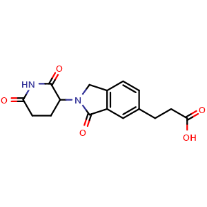Chemical structure of 3-[2-(2,6-dioxohexahydropyridin-3-yl)-3-oxo-2,3-dihydro-1H-isoindol-5-yl]propanoic acid , CAS 2703770-71-0, AChemBlock AD251761