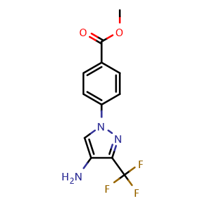 Chemical structure of Methyl 4-[4-amino-3-(trifluoromethyl)-1H-pyrazol-1-yl]benzoate , CAS 2357107-95-8, AChemBlock AD251770