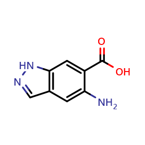 Chemical structure of 5-amino-1H-indazole-6-carboxylic acid , CAS 81115-49-3, AChemBlock AD251775
