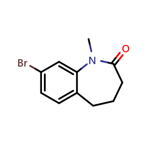 Chemical structure of 8-bromo-1-methyl-4,5-dihydro-1H-benzo[b]azepin-2(3H)-one , CAS 1557656-27-5, AChemBlock AD251777