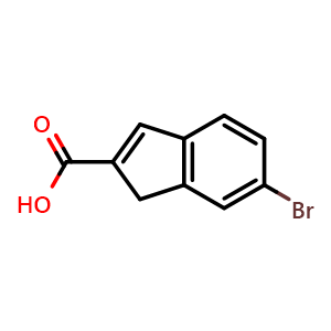 Chemical structure of 6-Bromo-1H-indene-2-carboxylic acid , CAS 1780285-99-5, AChemBlock AD251779