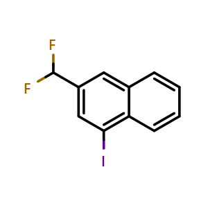 Chemical structure of 3-(difluoromethyl)-1-iodonaphthalene , CAS 1261459-62-4, AChemBlock AD251780