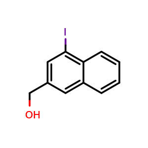 Chemical structure of (4-iodonaphthalen-2-yl)methanol , CAS 1261489-63-7, AChemBlock AD251781
