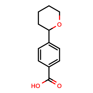 Chemical structure of 4-(3,4,5,6-tetrahydro-2H-pyran-2-yl)benzoic acid , CAS 1785109-05-8, AChemBlock AD251784