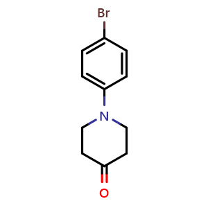Chemical structure of 1-(4-Bromophenyl)piperidin-4-one , CAS 154913-23-2, AChemBlock AD251798