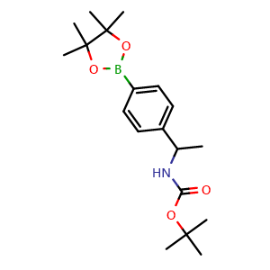 Chemical structure of 4-[1-(Boc-amino)ethyl]phenylboronic acid pinacol ester , CAS 850363-43-8, AChemBlock AD251801