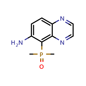 Chemical structure of (6-Amino-5-quinoxalinyl)dimethylphosphine oxide , CAS 2267330-75-4, AChemBlock AD251802