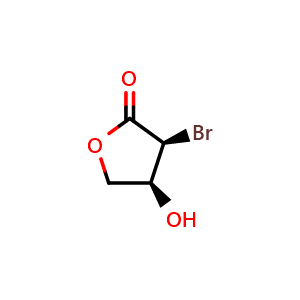Chemical structure of (3S,4S)-3-Bromo-4-hydroxydihydrofuran-2(3H)-one , CAS 117858-88-5, AChemBlock AD251804