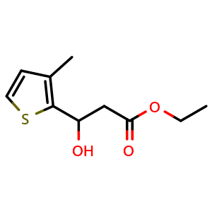 Chemical structure of Ethyl 3-Hydroxy-3-(3-methyl-2-thienyl)propanoate , CAS 1248325-58-7, AChemBlock AD251806