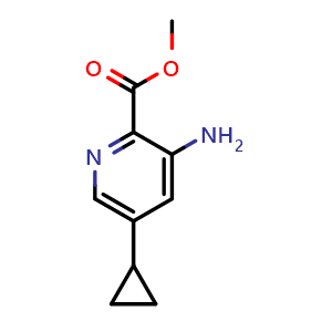 Chemical structure of Methyl 3-Amino-5-cyclopropylpicolinate , CAS 2090645-85-3, AChemBlock AD251822