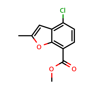 Chemical structure of Methyl 4-Chloro-2-methylbenzofuran-7-carboxylate , CAS 219739-75-0, AChemBlock AD251827