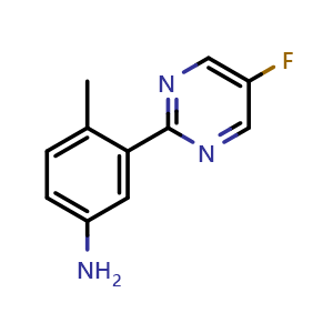 Chemical structure of 3-(5-fluoropyrimidin-2-yl)-4-methylaniline , CAS 2982687-39-6, AChemBlock AD251859