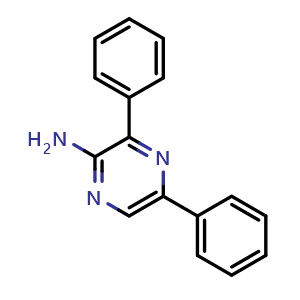Chemical structure of 3,5-diphenylpyrazin-2-amine , CAS 41270-70-6, AChemBlock AD251860