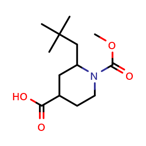Chemical structure of 1-(methoxycarbonyl)-2-neopentylpiperidine-4-carboxylic acid , CAS 1251843-12-5, AChemBlock AD251871