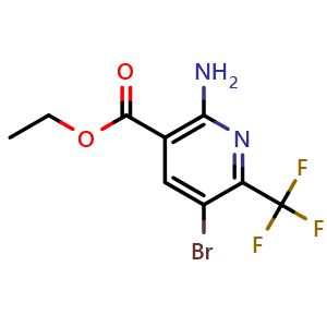 Chemical structure of ethyl 2-amino-5-bromo-6-(trifluoromethyl)nicotinate , CAS 1413281-17-0, AChemBlock AD251872